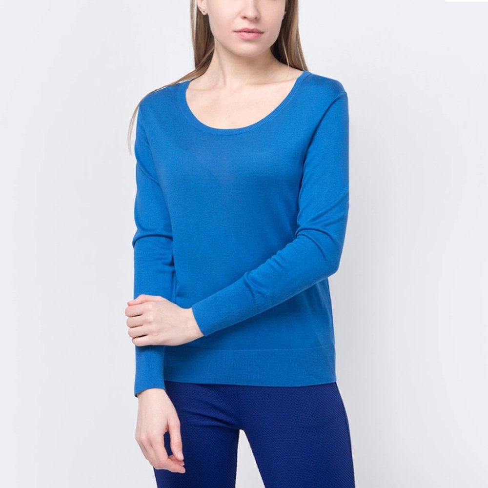 NWT: BENETTON Scoop Neck Sweater, Blue, XS